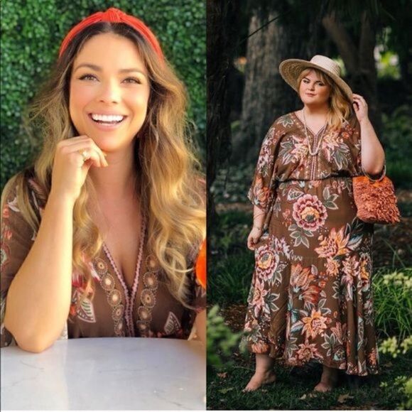 Farm Rio Anthropologie Valentina Dress In Brown Motif Size Extra Small NWT - Picture 9 of 15